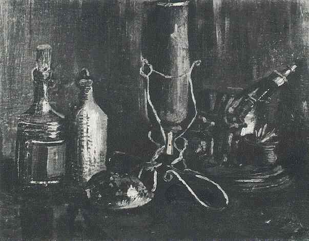 Картина Ван Гога Натюрморт с бутылками и раковиной каури 1884